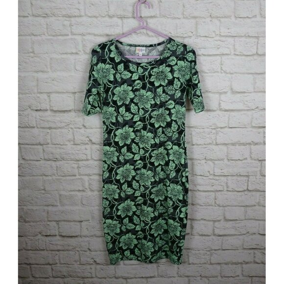 LuLaRoe Dresses & Skirts - 💰3/$25 Women's Julia Dress 3/4 Sleeves Stretch Floral Green  XS